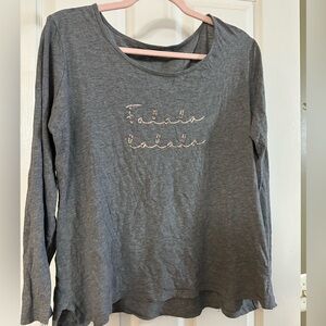 LOFT Outlet Gray Falalala Long Sleeve Tee